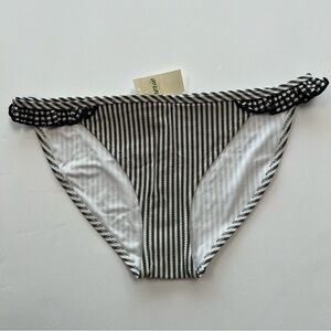 Aerie Woven mini ruffle bikini swim bottom Ladies size medium Black white stripe